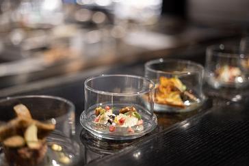 Restaurace Talíř | Prague | Photogallery | Goat cheese foam with vanilla honey, nuts and marinated pear, pomegranate