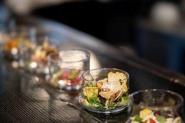 Restaurace Talíř | Prague | Photogallery | Farmer's salad with lamb's lettuce and baby spinach, poached egg, croutons and bacon noodles, grenaille